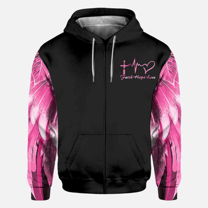 Breast Cancer True Cross Wings Breast Cancer Awareness All Over T-shirt and Hoodie