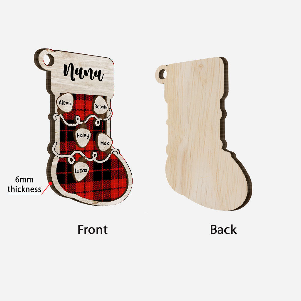 Grandma's Sock - Personalized Christmas Grandma Layered Wood Ornament