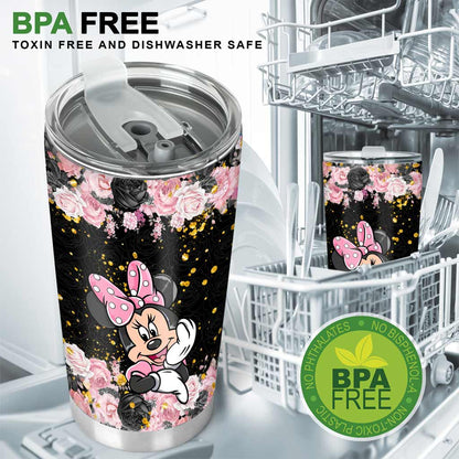 Black Pink Mouse Ears - Personalized Tumbler