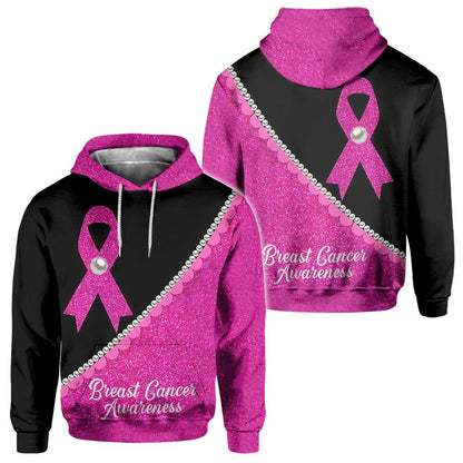 Pink Ribbon Pearls - Breast Cancer Awareness All Over T-shirt and Hoodie 0822