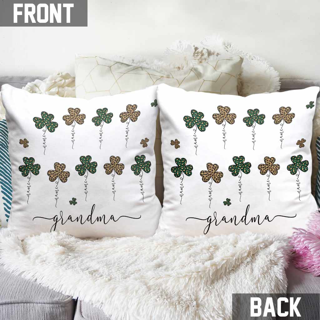Mom Grandma St. Patrick's Day Irish Shamrock - Personalized Throw Pillow