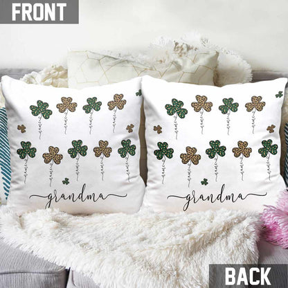 Mom Grandma St. Patrick's Day Irish Shamrock - Personalized Throw Pillow