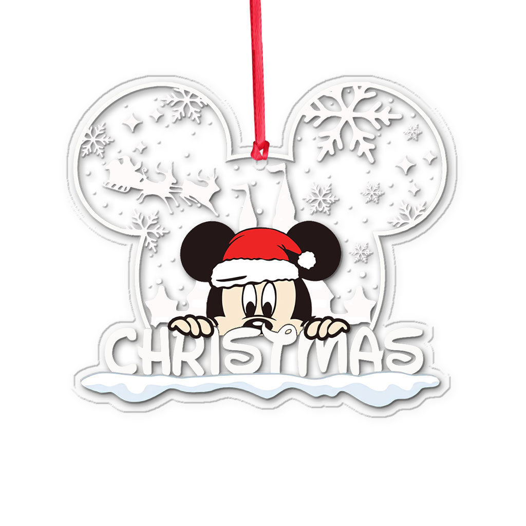 Christmas Mouse Ear - Personalized Transparent Ornament