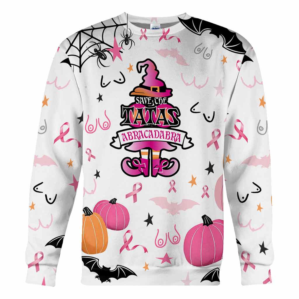 Abracadabra Save The Tatas - Halloween Breast Cancer Awareness All Over T-shirt and Hoodie