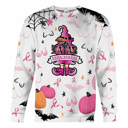 Abracadabra Save The Tatas - Halloween Breast Cancer Awareness All Over T-shirt and Hoodie