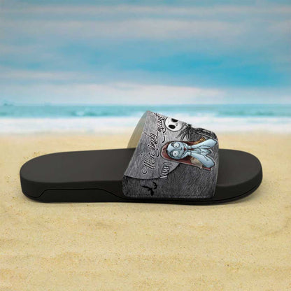 We're Simply Meant To Be - Personalized Couple Nightmare Slide Sandals