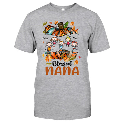 Blessed Nana - Personalized Thanksgiving Grandma T-shirt and Hoodie