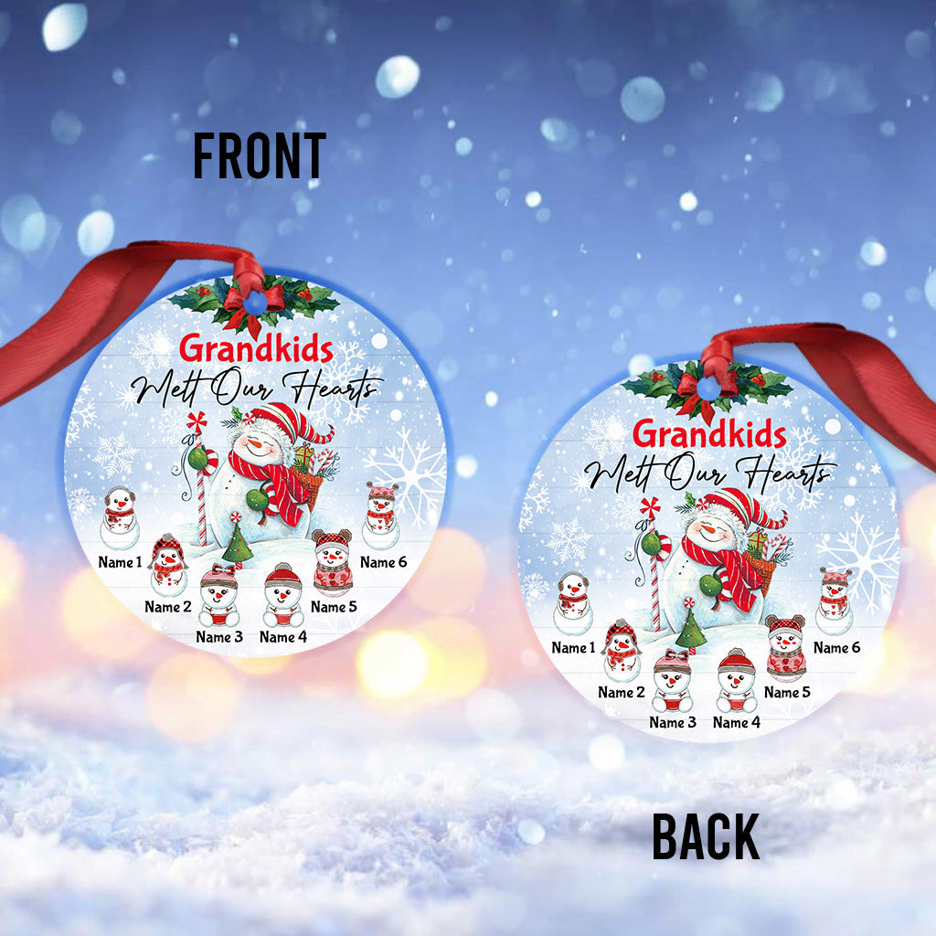 Grandkids Melt Our Heart - Personalized Grandma Ornament (Printed On Both Sides)