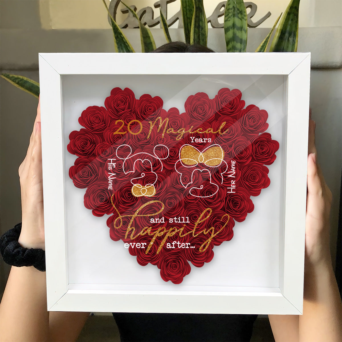 Years Of Magic - Personalized Mouse Flower Shadow Box