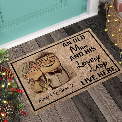 An Old Man And His Lovely Lady - Personalized Couple Mouse Doormat