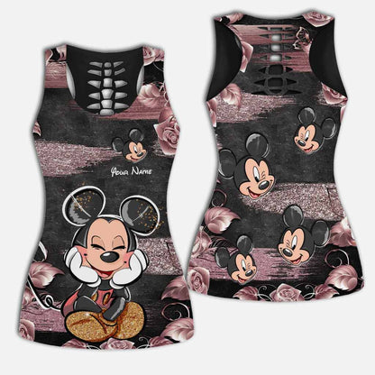 Little Pink Mouse Ears - Personalized Hollow Tank Top and Leggings