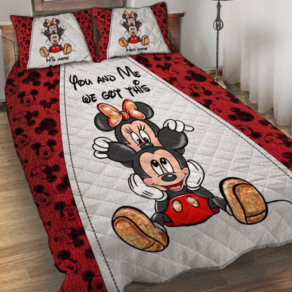 You & Me - Personalized Mouse Quilt Set With 3D Pattern Print