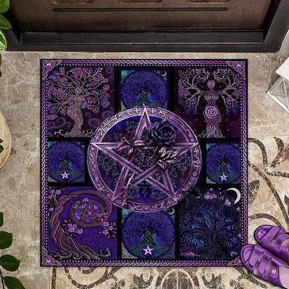 Witch Pentagram Magical Roses - Witch Shaped Doormat