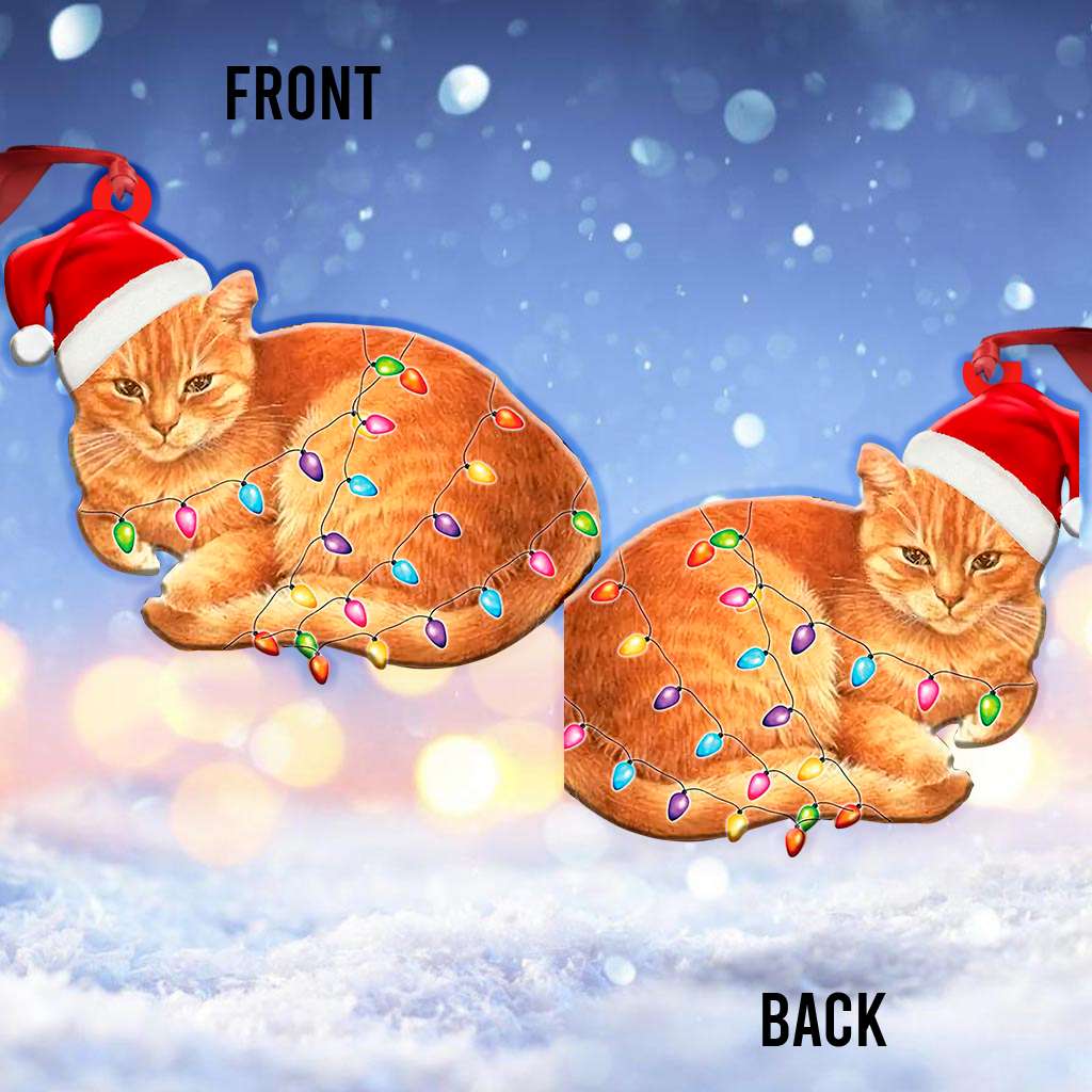 Christmas Light Orange Cat Cute - Cat Ornament (Printed On Both Sides) 1122
