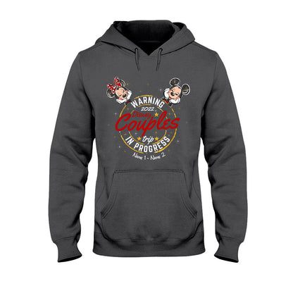 Warning Couple Trip In Progress - Personalized Mouse T-shirt and Hoodie