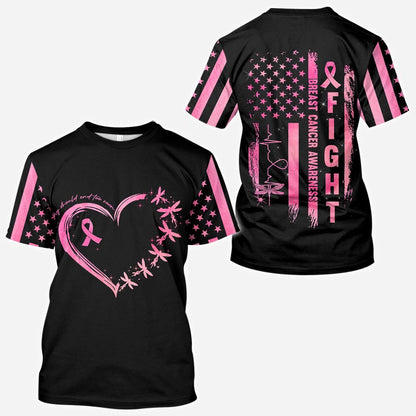 Dragonflies Heart No Story Should End Too Soon - Breast Cancer Awareness All Over T-shirt and Hoodie 0822