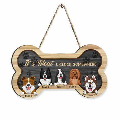 It's Treat O'clock Somewhere - Personalized Dog Wood Sign