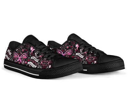 Keep Calm And Fight On Breast Cancer Survivor Breast Cancer Awareness Low Top Shoes 0622