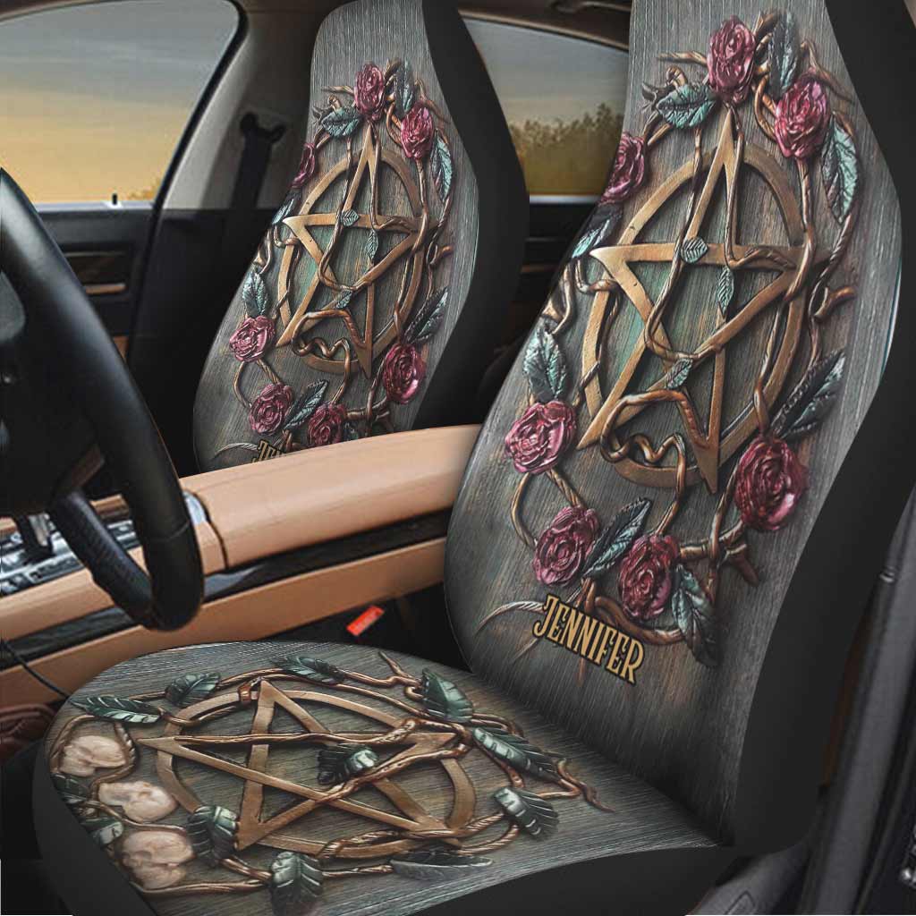Mystical Rose Triple Moon - Personalized Witch Seat Covers With 3D Pattern Print