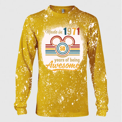 50 Years Of Magic Made In 1971 - Mouse Handmade Bleached Shirts