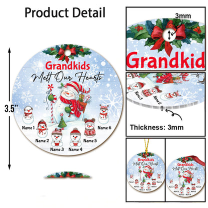Grandkids Melt Our Heart - Personalized Grandma Ornament (Printed On Both Sides)
