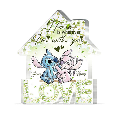 Floral Love Home - Personalized Couple Ohana Custom Shaped Acrylic Plaque