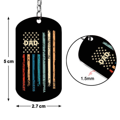 Stars And Stripes - Personalized Independence Day Father Stainless Steel Keychain