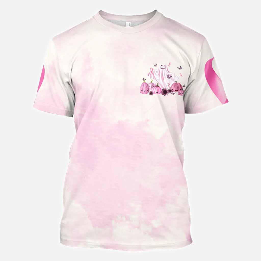 Boo in October We Wear Pink Breast Cancer Awareness All Over T-shirt and Hoodie