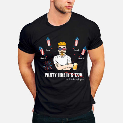 Party Like Four Kids Ago - Personalized Independence Day Father T-shirt and Hoodie