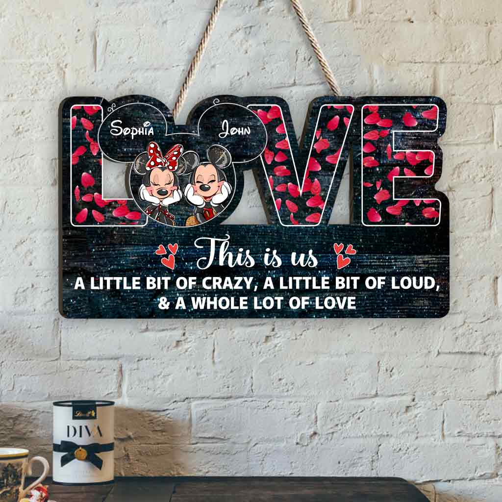 This Is Us - Personalized Couple Mouse Wood Sign