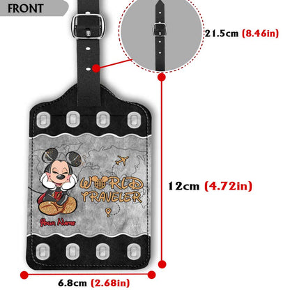 World Traveler - Personalized Mouse Leather Luggage Tag