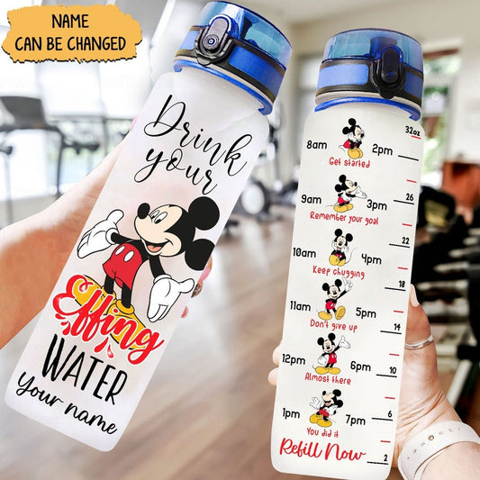 Drink Your Effing Water - Personalized Mouse Water Tracker Bottle 0823