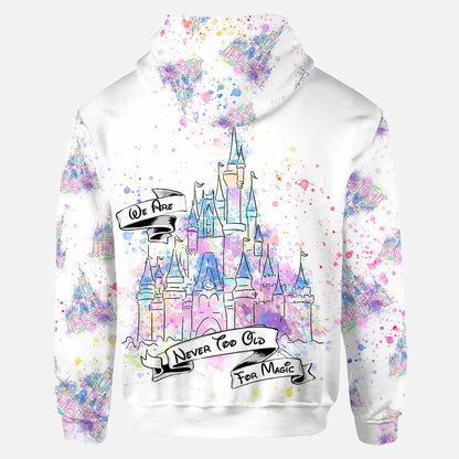We Are Never Too Old For Magic Castle - Personalized Mouse Hoodie And Leggings