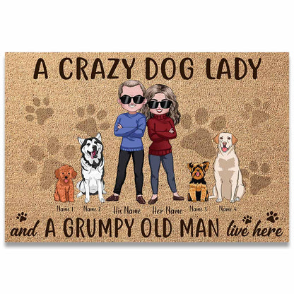 A Crazy Dog Lady - Personalized Doormat With Coir Pattern Print