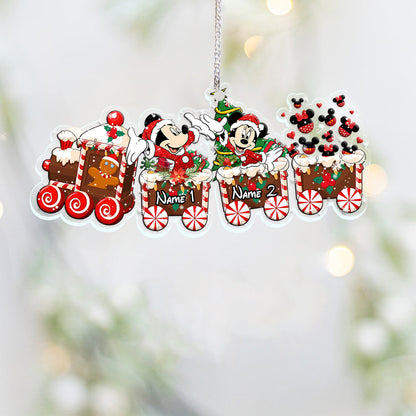 Merry Christmas Train - Personalized Christmas Mouse Transparent Ornament