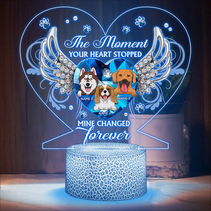 The Moment Your Heart Stopped - Personalized Dog Shaped Plaque Light Base
