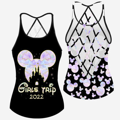 Girls Trip Pink Purple Mouse Ears - Cross Tank Top