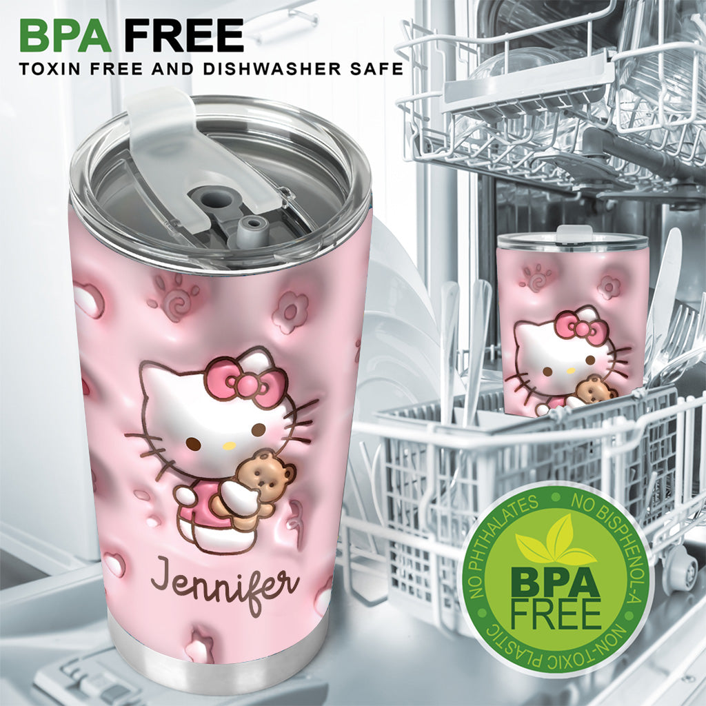 Hello Little Cutie - Personalized White Kitten Tumbler