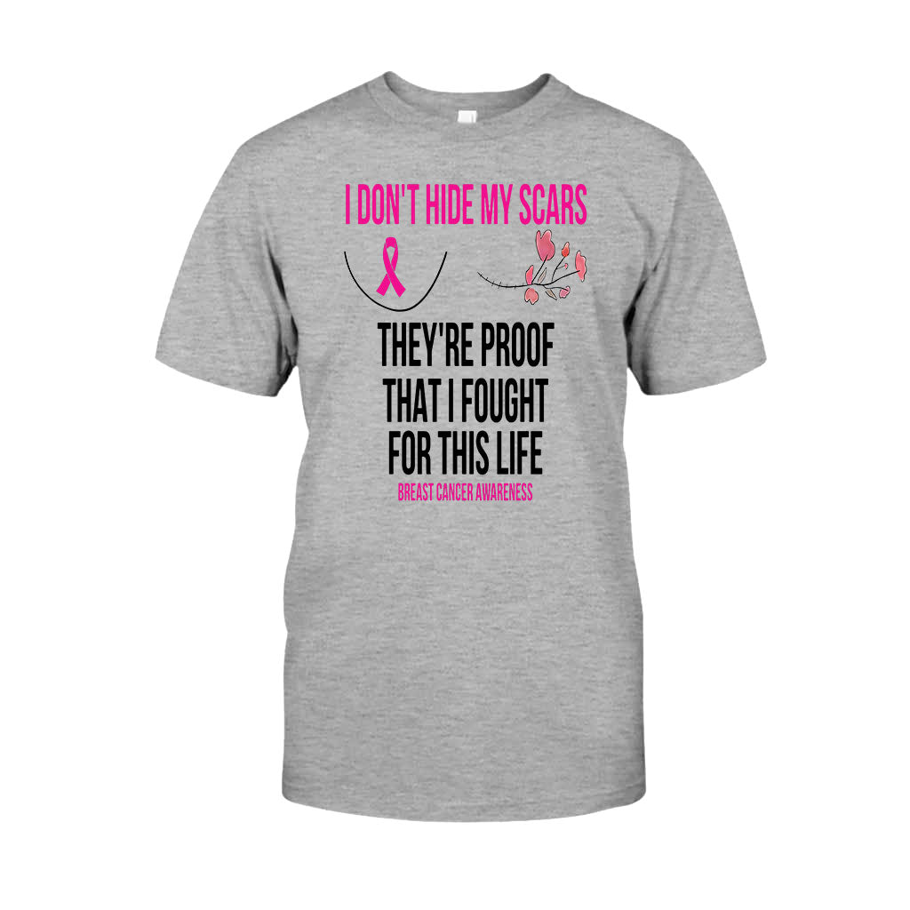 I Don't Hide My Scars - Breast Cancer Awareness T-shirt and Hoodie 102021