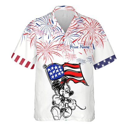 Stars, Stripes And Magic - Personalized Independence Day Mouse Hawaiian Shirt