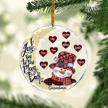 I Love You To The Moon - Personalized Christmas Grandma Transparent Ornament