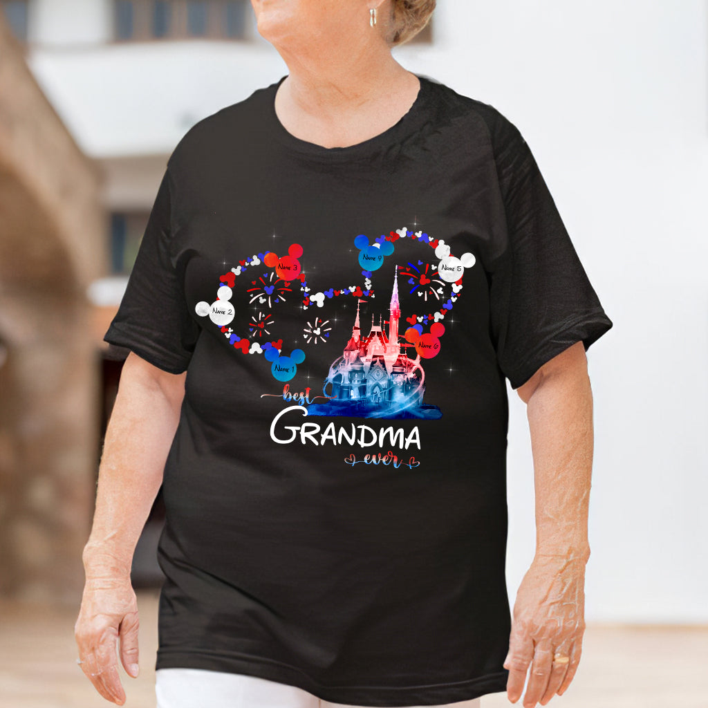 Best Grandma Ever - Personalized Independence Day Mouse T-shirt and Hoodie