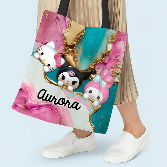 Pinky Squad - Personalized White Kitten Tote Bag