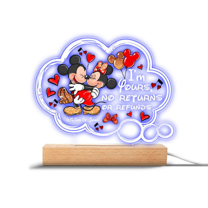 I'm Yours No Returns Or Refunds - Personalized Couple Mouse Shaped Plaque Light Base