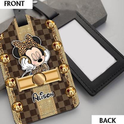 World Traveler - Personalized Mouse Leather Luggage Tag & Passport Holder