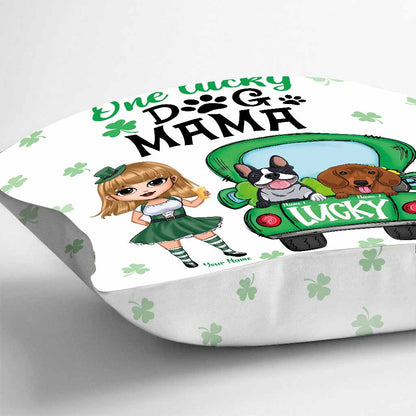 One Lucky Dog Mom Truck - Personalized Patrick's Day Throw Pillow