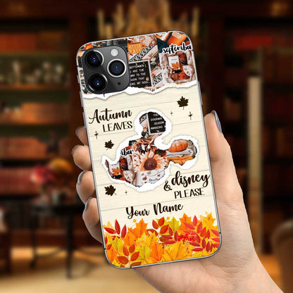 Autumn Leaves And Mouse Ears Please - Personalized Fall Mouse Phone Case