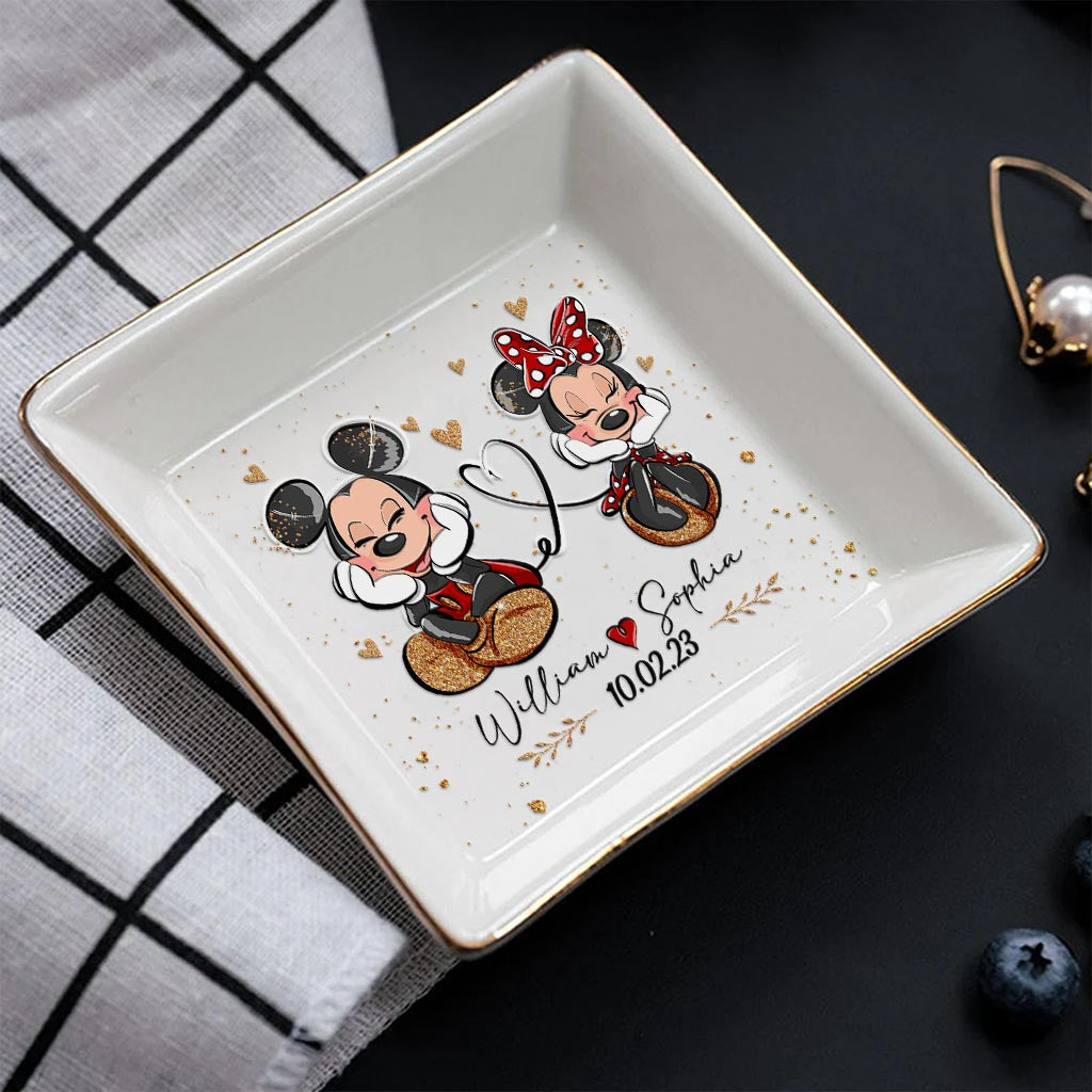 Mouse Ears Couple - Personalized Couple Mouse Jewelry Dish