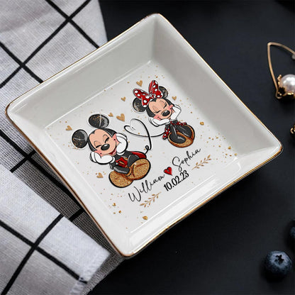 Mouse Ears Couple - Personalized Couple Mouse Jewelry Dish