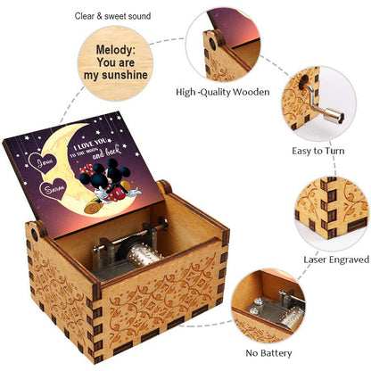 To The Moon And Back - Personalized Mouse Hand Crank Music Box